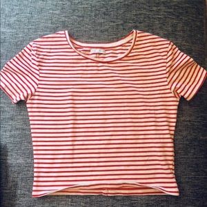 Zara NWOT croptop red white stripe tee S